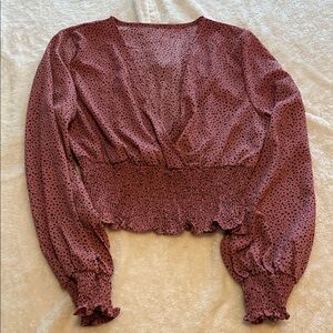 SHEIN Burgundy Polka Dot Blouse